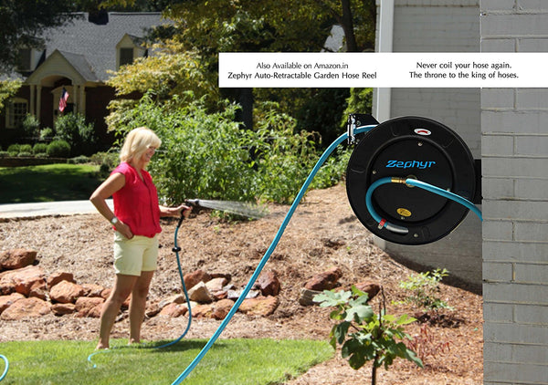 Zephyr Next-Gen Rubber Garden Hose (3/4" x 25ft, Blue) – Brass-End Fittings & 10-Year Warranty