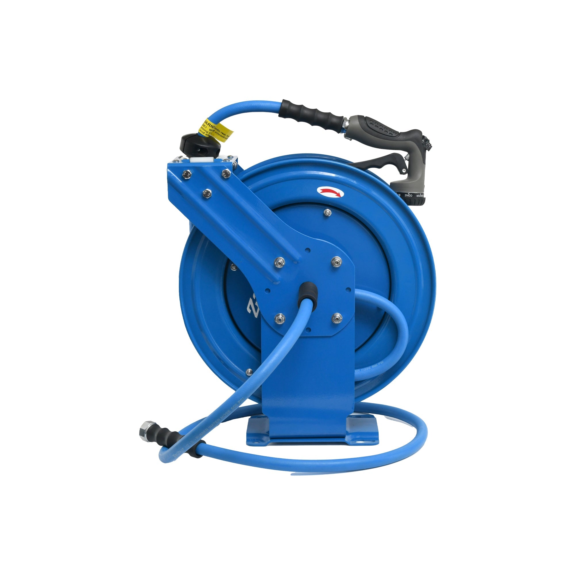 Zephyr Auto-Retractable Heavy-Duty Water Hose Reel (10mm/3/8") with Premium Rubber Hose and 8-Mode Water Spray Gun – Blue