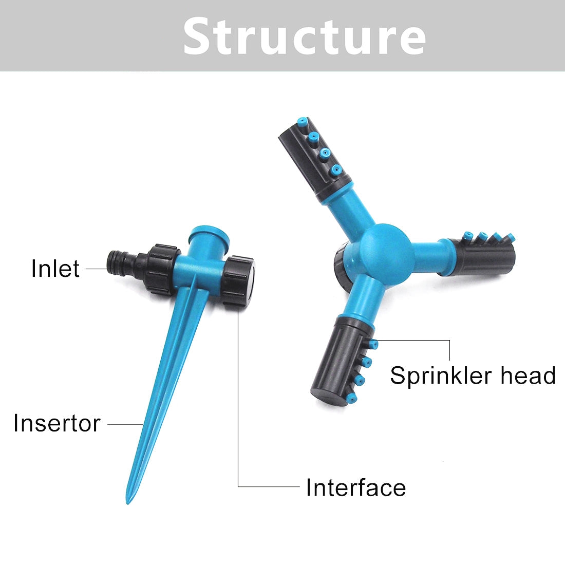Zephyr Automatic 360° Rotating Garden Water Sprinkler – Adjustable Lawn Irrigation System (Blue)