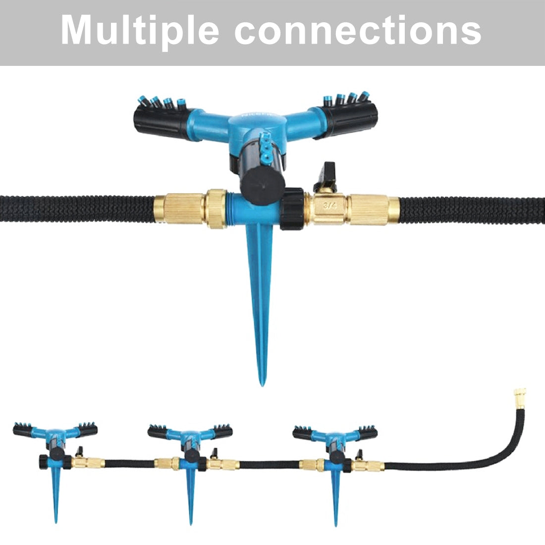 Zephyr Automatic 360° Rotating Garden Water Sprinkler – Adjustable Lawn Irrigation System (Blue)