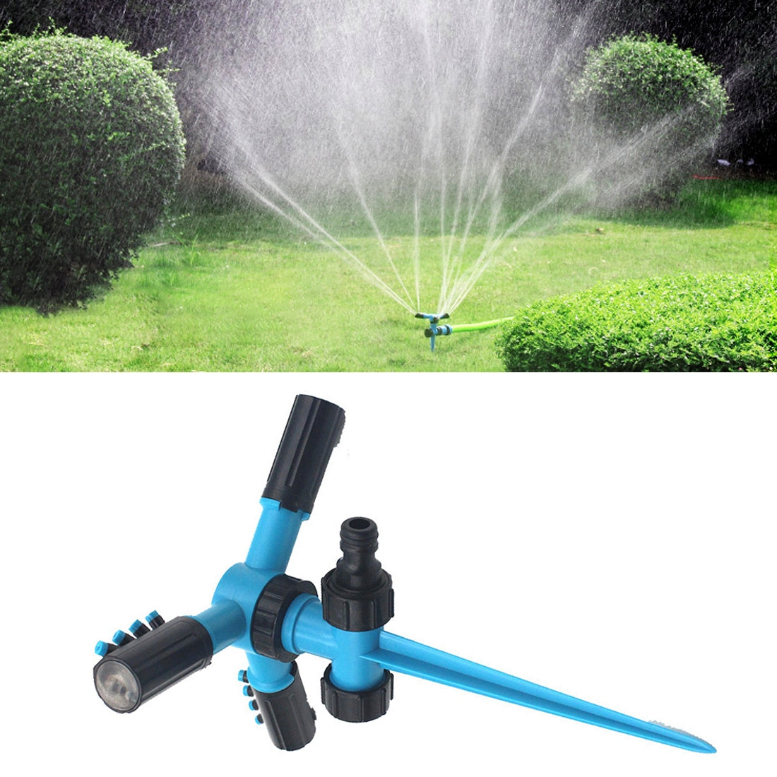 Zephyr Automatic 360° Rotating Garden Water Sprinkler – Adjustable Lawn Irrigation System (Blue)