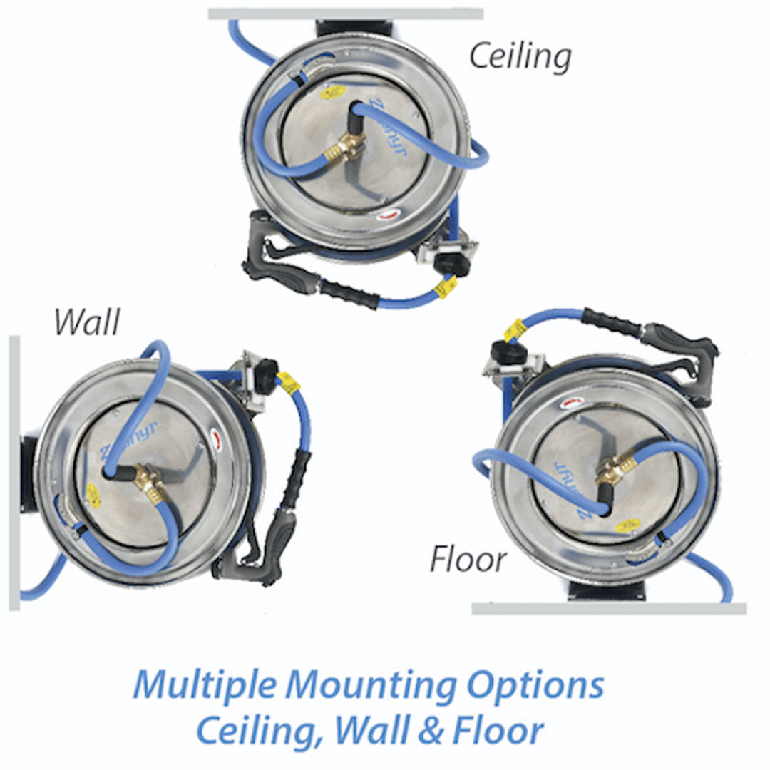 Zephyr Stainless Steel Auto-Retractable Water Hose Reel (13MM ID) – Designed for Long-Lasting Outdoor Use