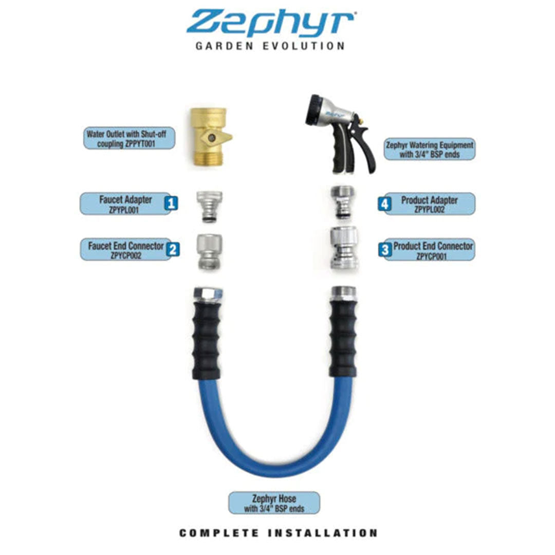 Combo of Zephyr Next-Gen Rubber Water Hose 1/2" (13MM) with All Kits – Perfect for Complete Setup