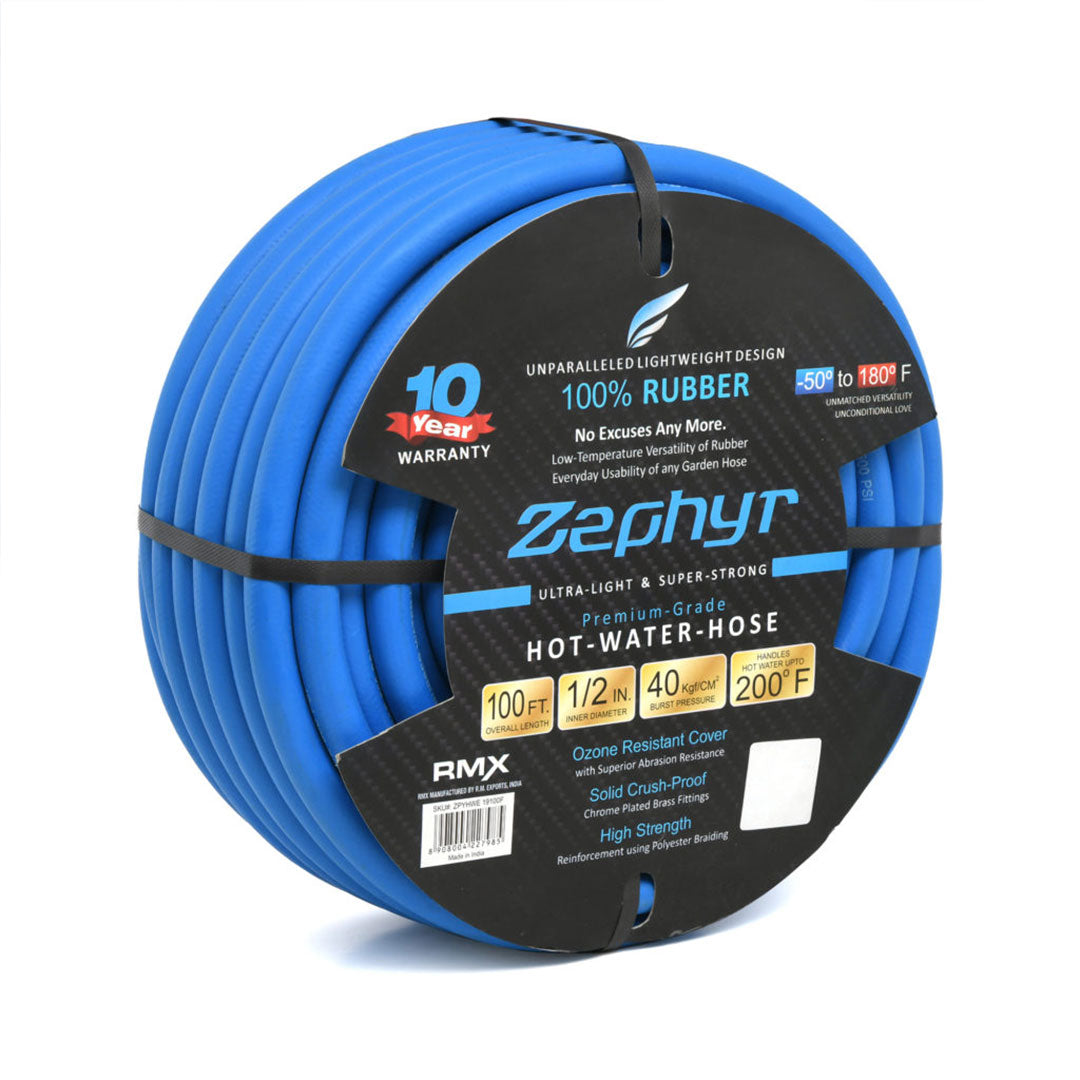 Combo of Zephyr Next-Gen Rubber Water Hose 1/2" (13MM) with All Kits – Perfect for Complete Setup