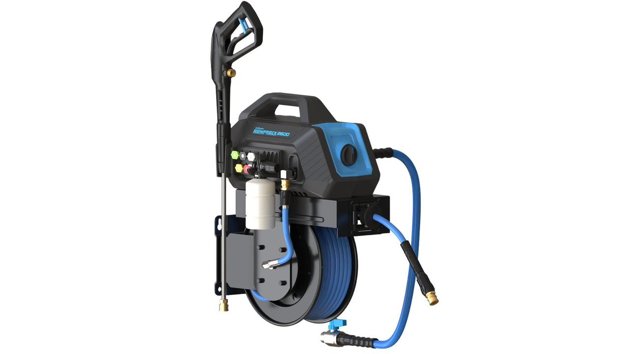 BluShield HumpBack 2600PSI All-in-One Pressure Washer System, Auto-Retractable Hose Reel, Industrial Pump, Accessories
