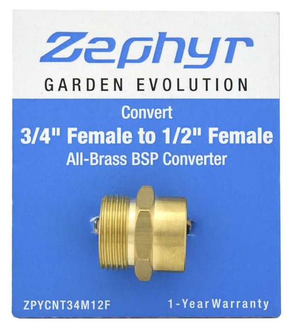Zephyr Brass Hose Connector Adapter – 3/4" Female to Male Thread Converter