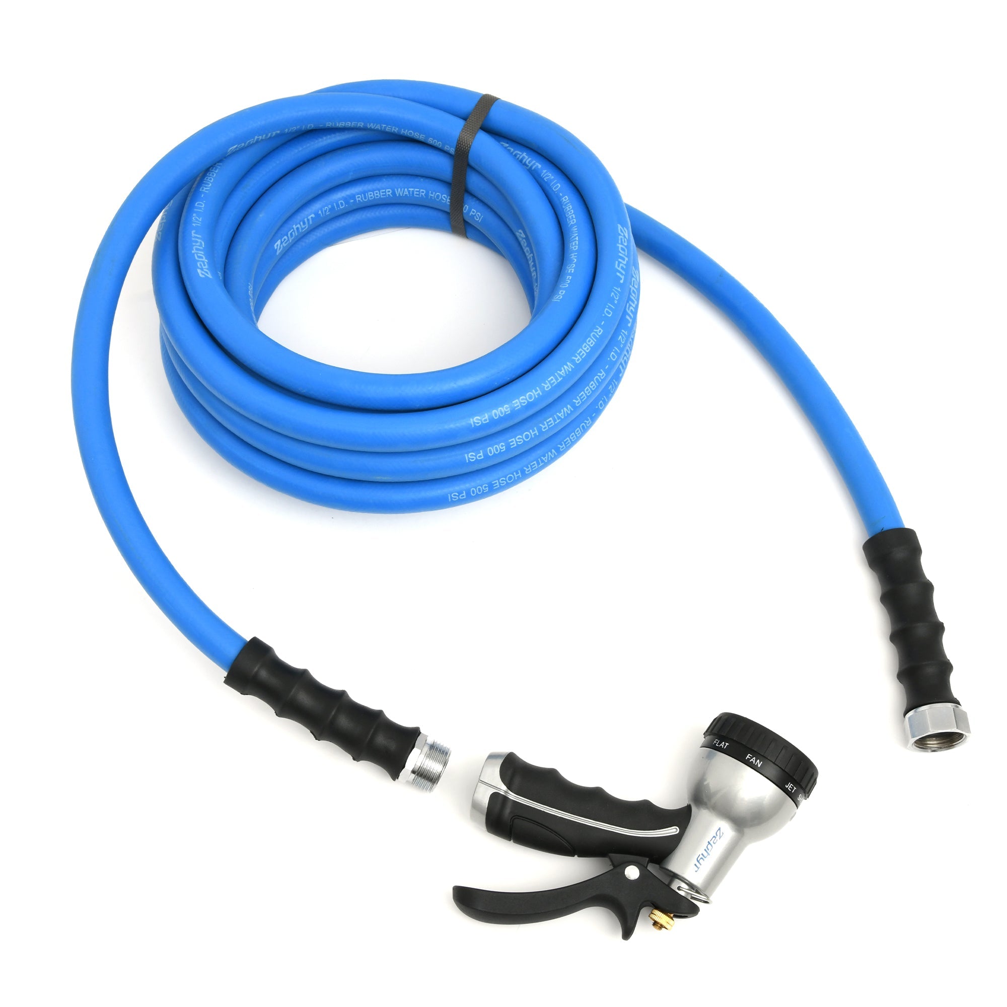 Zephyr Hose-Spray Set (25ft, Blue/Black/Silver, 2 Pieces) – Compact and Versatile