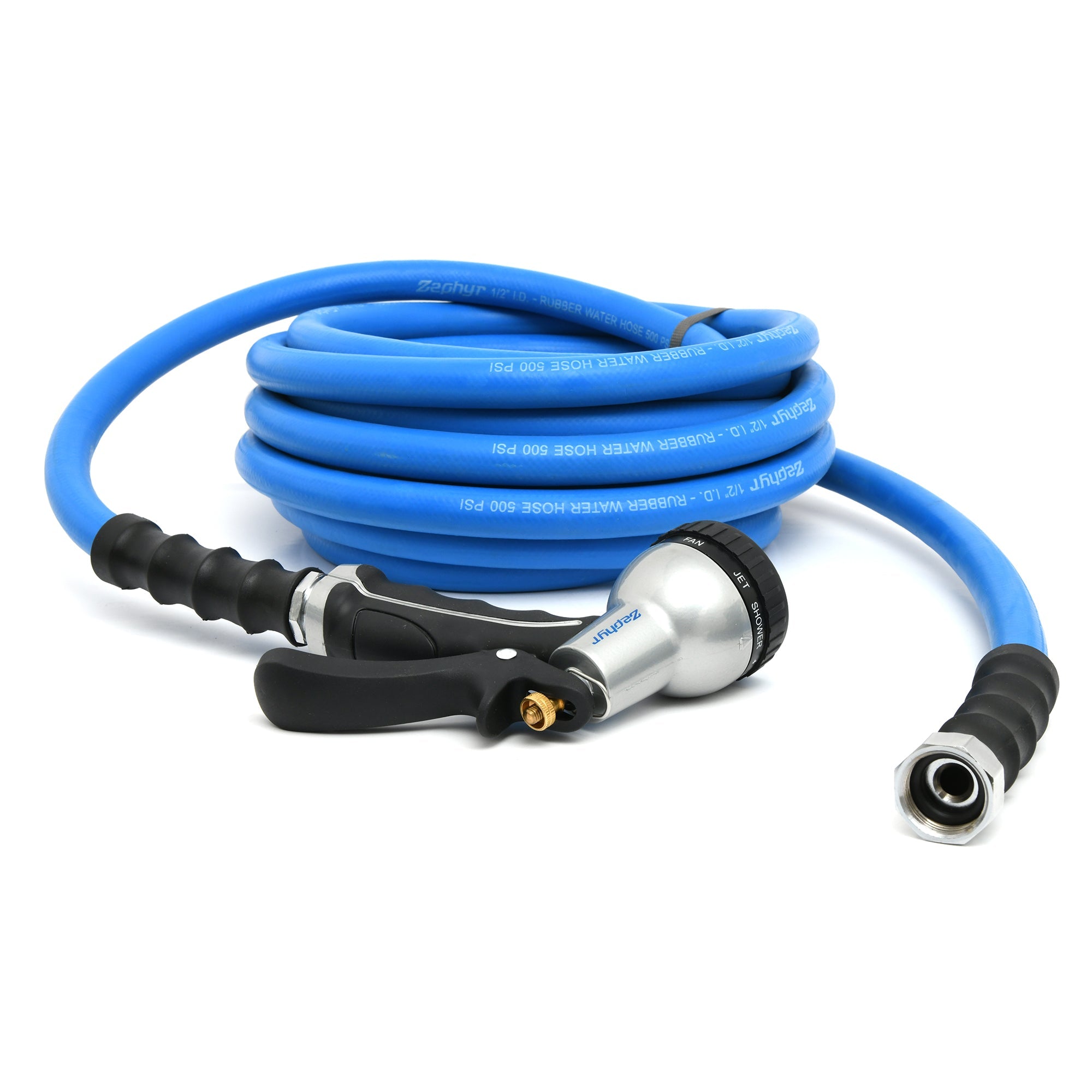 Zephyr Hose-Spray Set (25ft, Blue/Black/Silver, 2 Pieces) – Compact and Versatile