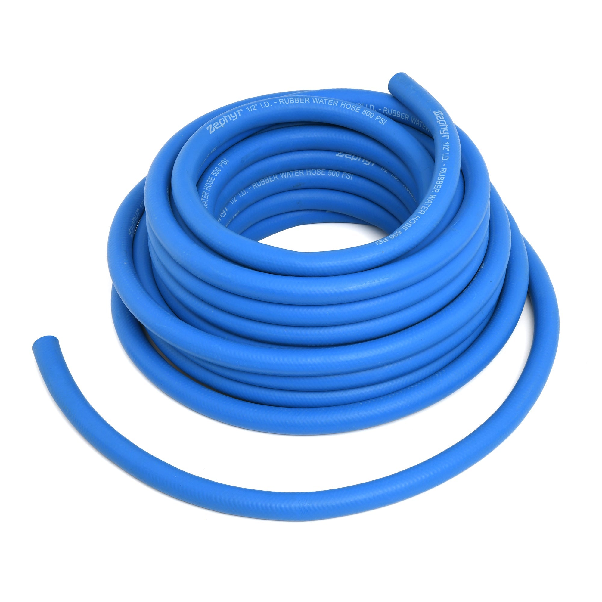 Zephyr Next-Gen Rubber Garden Hose (1/2" x 50ft, Blue) – Ultra-Light and Flexible, No Fittings