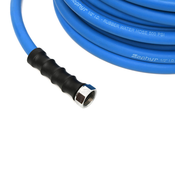 Zephyr Next-Gen Garden Hose (1/2" x 100ft, Blue) – Ultra-Light Rubber with Brass Fittings