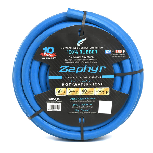 Zephyr Next-Gen Rubber Garden Hose (3/4" x 50") – Ultra-Light and Super Strong Without Fittings