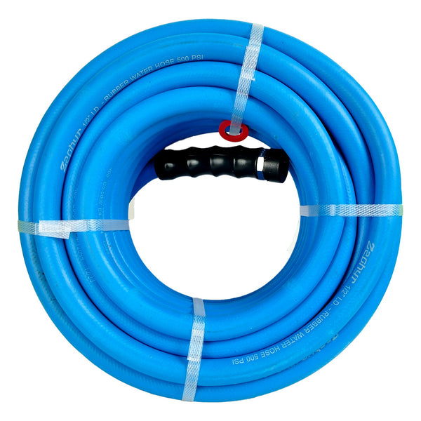 Zephyr Next-Gen Garden Hose (1/2" x 164ft, Blue) – Flexible Rubber with Brass Fittings