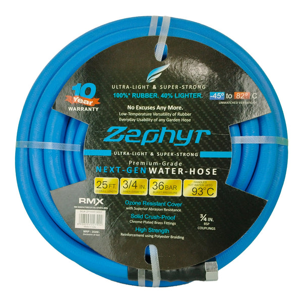 Zephyr Next-Gen Rubber Garden Hose 3/4" (19MM) – Flexible and Lightweight for Home Gardening , Car Washing & Flowering Plants.