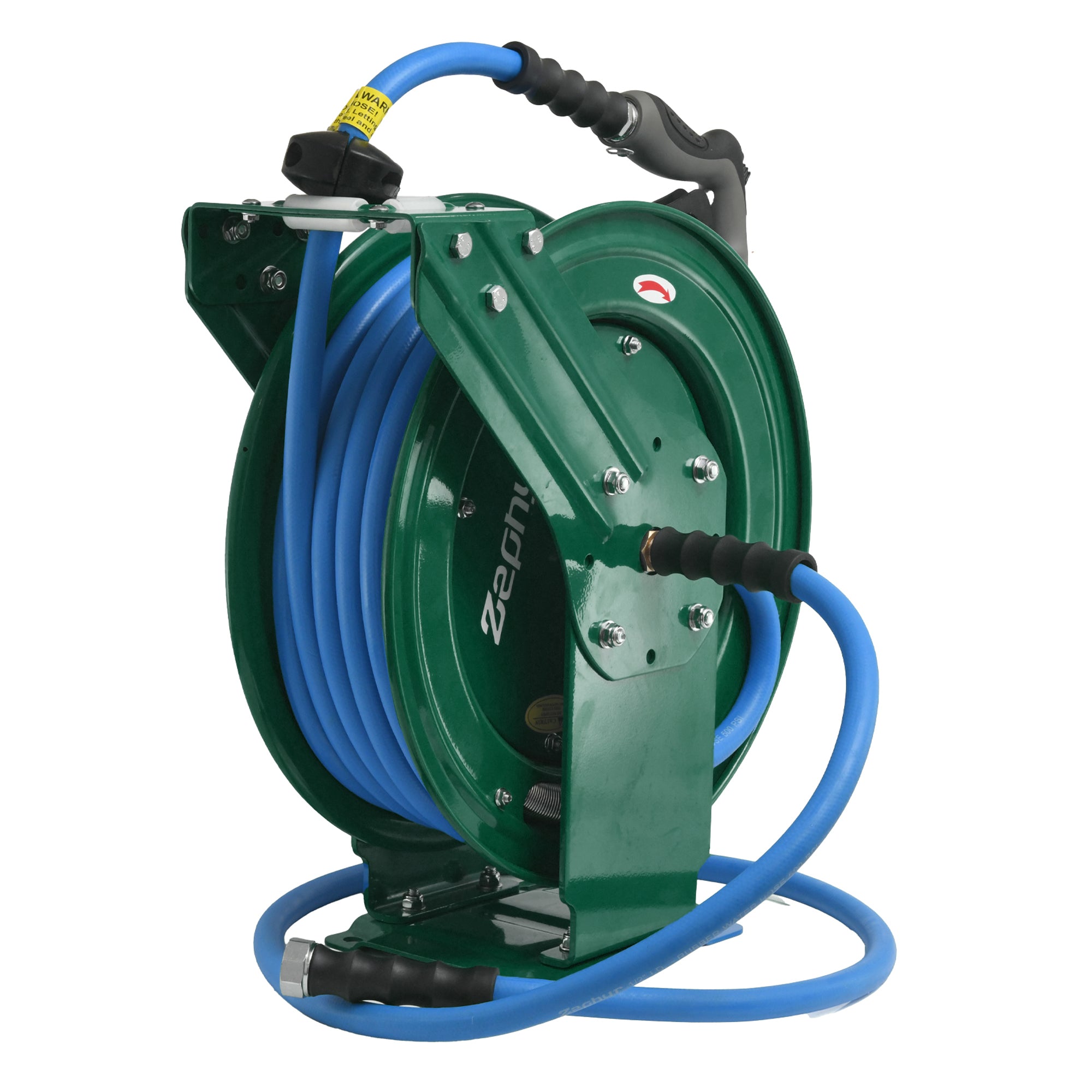 Zephyr Auto-Retractable Large Water Hose Reel (19mm) – Fitted with Premium Rubber Hose and 8-Mode Water Spray Gun