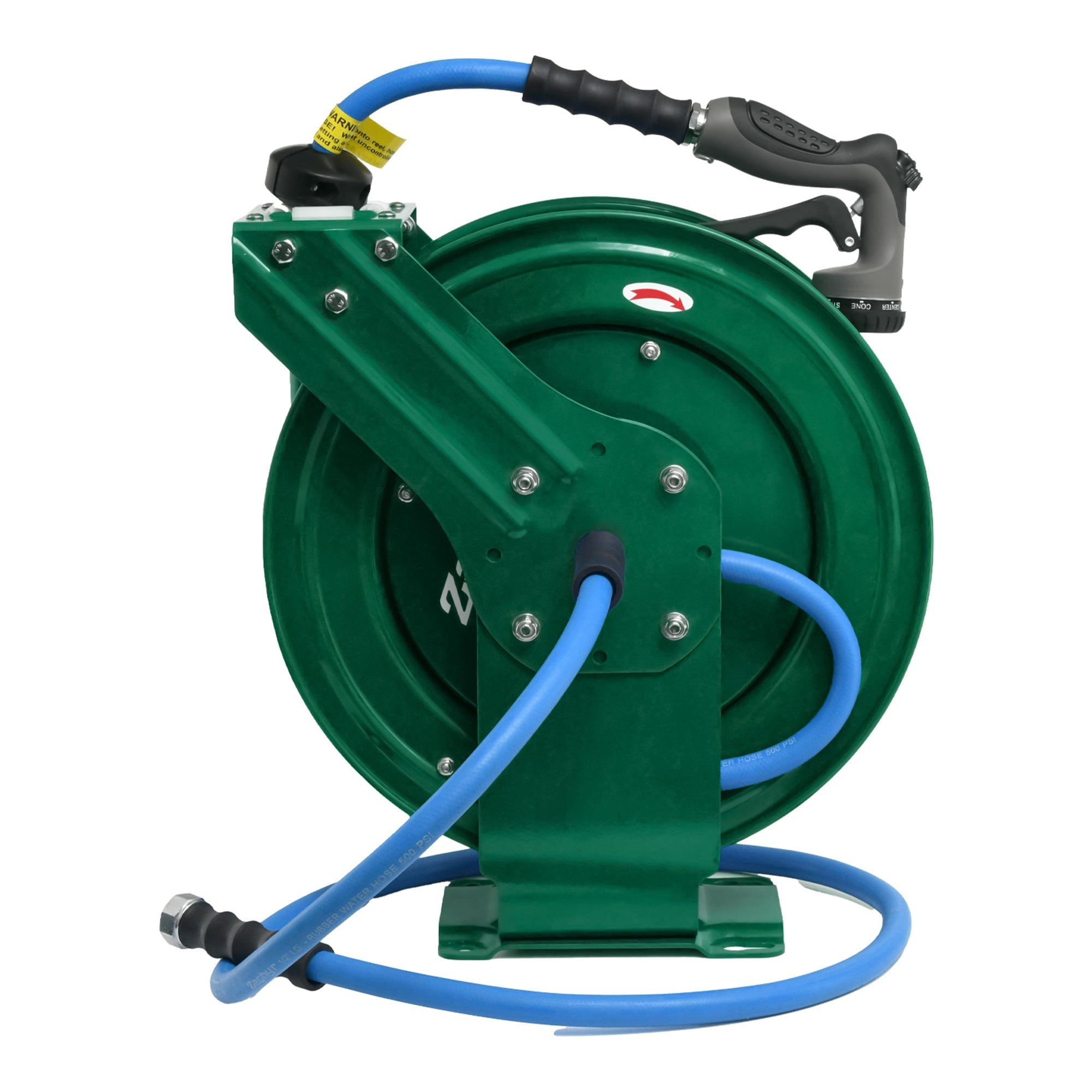 Zephyr Auto-Retractable Large Water Hose Reel (19mm) – Fitted with Premium Rubber Hose and 8-Mode Water Spray Gun